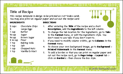 Recipe Template For Mac Word 2011